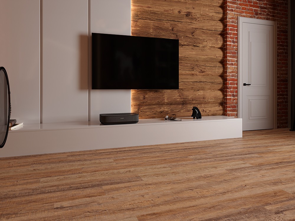 Кварцвиниловый SPC ламинат Cronafloor Alpha Дуб Париж А105 1200×180×3,5 фото в интерьере